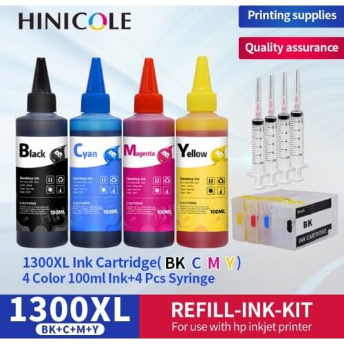 Hinicole 4*100ml printer ink + Refillable PGI-1300 ink cartridge PGI1300 PGI-1300XL For Canon MAXIFY MB2030 MB2330 MB2130 MB2730