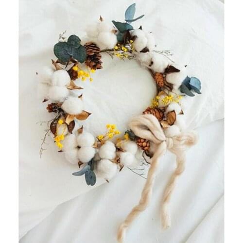 6pcs Artificial Kapok Head Natural Dried Flower Cotton Wedding Christmas Home Decoration Supplies DIY Wreath Bouquet Gift