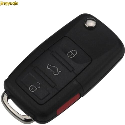 Jingyuqin 10pcs 4 Buttons Remote Car Key Shell No Blade for VOLKSWAGEN VW Touareg Switchblade VW Golf 4 5 6 Passat Flip Case FOB