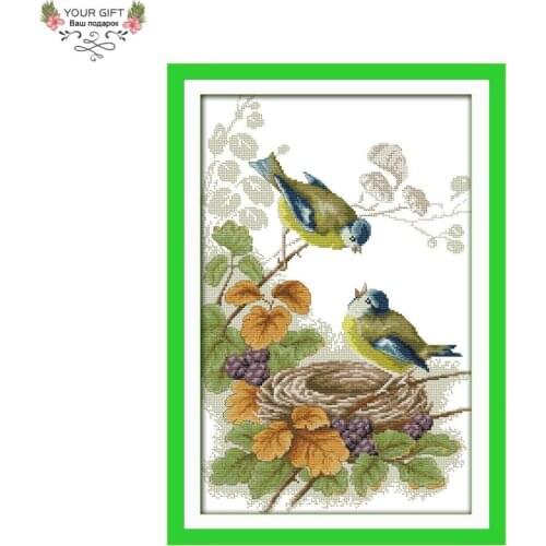 Joy Sunday D667 14CT 11CT Stamped and Counted Home Decoration Spring Birds Cross Stitch Kits