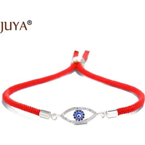 JUYA zircon red black string rope adjustable blue evil eye charm handmade bracelet for women men Jewelry Bijoux