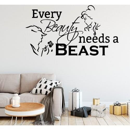 Lovely English Sentence Beauty And Beast Wall Stickers Animal Lover House Decoration For Baby Kids Rooms Decor Room Decoration