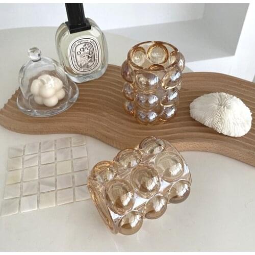 Creative Makeup Brush Holder Decorative Transparent Glass Pen Holder Crystal Nordic Ins Style Desktop Simple Pencil Storage Box