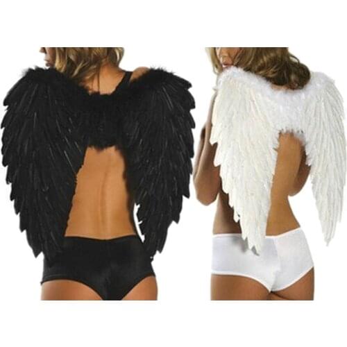 Angel Wings White Black Feather Wings Photo Prop Cosplay Wings Stage Show Halloween Costume Wedding Party Birthday Gift Decors