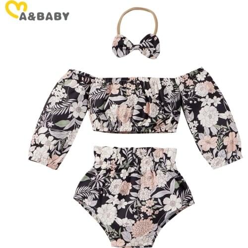 Ma&Baby 0-24M Flower Toddler Newborn Infant Baby Girl Clothes Set Long Sleeve Crop Tops Shorts Outfits Costumes DD15