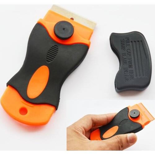 Mini Safety Razor Scraper Car Window Glass Wall Paper Cleaning Spatula Scraper With Metal Or Plastic Razor Blade MO-81