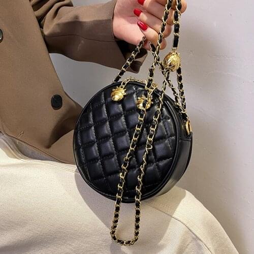 Fashion Bell Chain Messenger Bag Womens Solid Pu Diamond Check Shoulder Bag for Woman Designer Casual Messenger Bags Women 2021