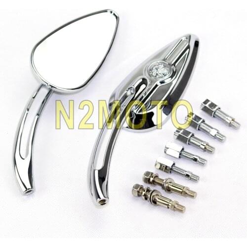 Motorcycle Chrome Black Skull Rear View Mirror Aluminum Side Mirrors for Harley Dyna Heritage Softail Universal