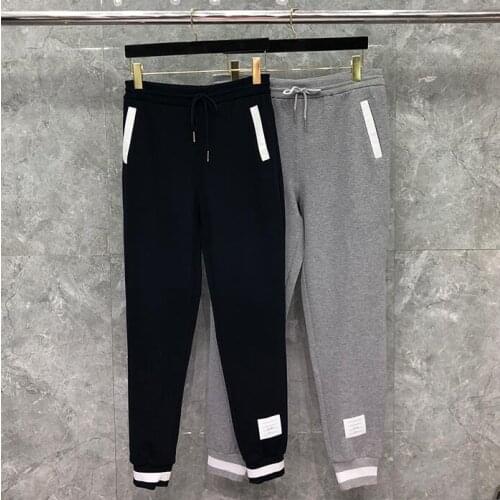 2021 Fashion Brand Sweatpants Men Spring Autumn Pure Cotton Casual Sports Trousers Blue Patchwork Jogger Track Pants