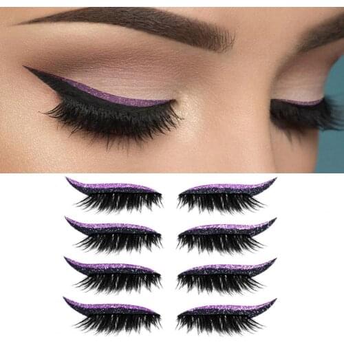 28Pcs Fake Eyelashes Dense Detachable Easy to Use Long Lasting 7 Colors Skincare Eyeliner False Eyelash Stickers for Makeup