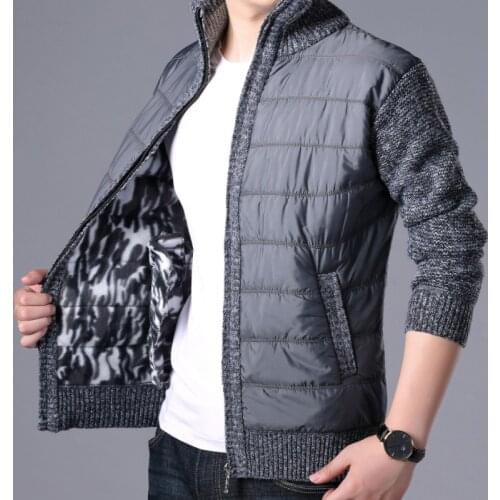 New 2021 Sweater Jacket Men Winter Thick Fleece Cardigan Coat Patchwork Design Warm Knitwear Outwear Casual Men Clothing MY511