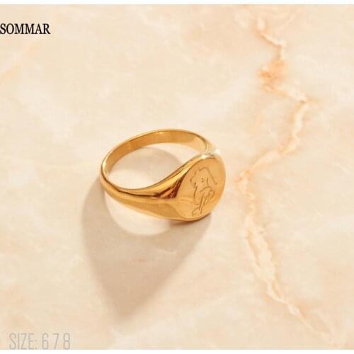 SOMMAR New Beautiful Fashion Gold color size 6 7 8 female wedding ring Female body, badge men ring wedding decoration