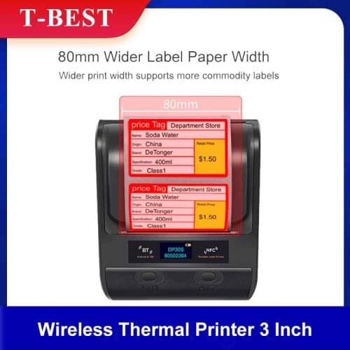 Aibecy DP30 Portable All in One Wireless Thermal Printer 3 Inch 80mm Paper Width for Shipping Express Label USB BT NFC for Store