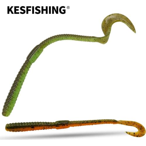 KESFISHING Soft Baits Fishing Worm Slim Worm 140mm 4g 10pcs Grub Bait Artificial Swimbait PVA Fishing Lure SpinnerbaitKESFISHING