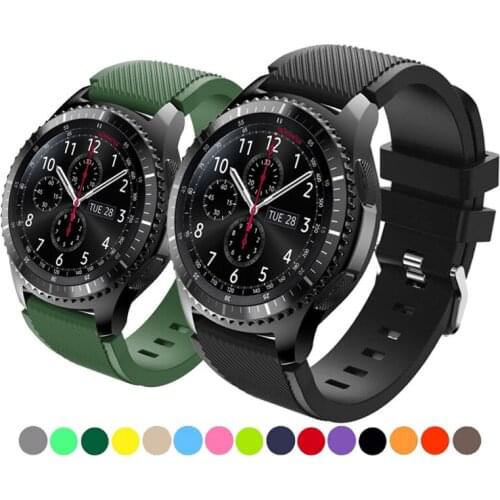 22mm Sport silicone band for Gear s3 Frontier Watchband/ Huawei watch GT 2 46MM bracelet/ Samsung Galaxy Watch 46mm correa strap