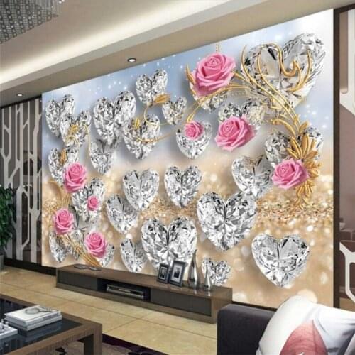 Beibehang Wallpaper Mural Custom Living Room Bedroom Luxury Premier Rose Diamond 3D Mural TV Background Wall Home Decor