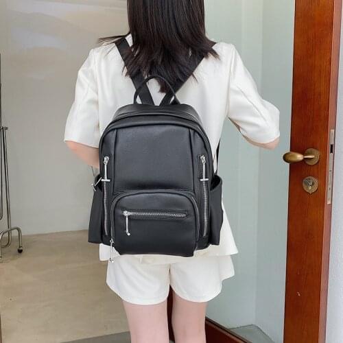 Summer Fashion Women Backpack Pu Leather Anti-theft University School Bag All-match Large-capacity Travel School Backpack