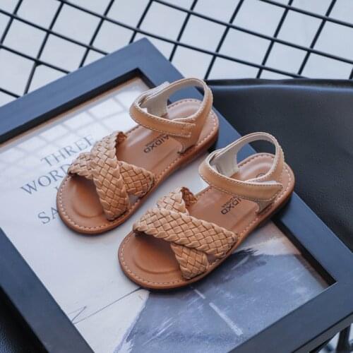 Girls Sandals Summer New Girls Shoes Woven Gladiator Sandals Tendon Children Beach Shoes