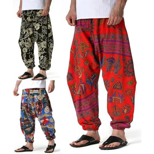 Mens Printing Harem Pants 2021 Summer New Chinese Style Retro Hip Hop Casual Loose Home Clothing Trousers Flying Squirrel Pants