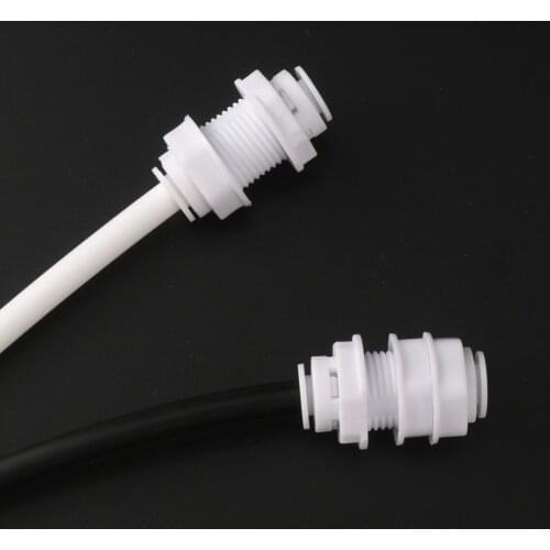 1/4” Quick Access Bulkhead Connector 6.35mm OD Tube Water Connectors Reverse Osmosis System Straight Quick Coupling 2 Pcs