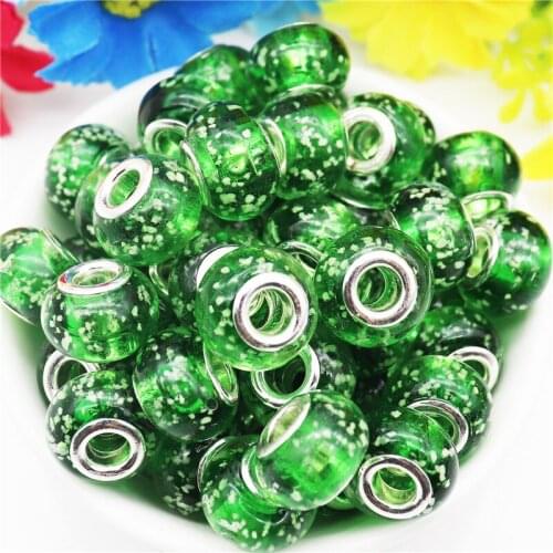 10Pcs Luminous Large Hole Glass Spacer European Beads Bulk Fit for Pandora Bracelet Necklaces DIY Cord Key Chain Jewelry Making