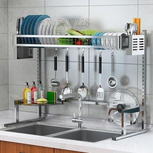 Sink bowl rack drain rack kitchen rack 304 stainless steel pool put dishes and water filter rack storage rack