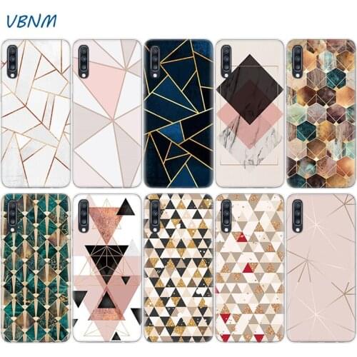 Light Gold Pink Geometric Case For Samsung Galaxy A51 A71 A50 A70 A20 A30 A40 A10 A20E J4 J6 A6 A8 A7 A9 2018 Coque Cover