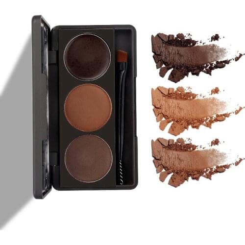 Three-Color Cosmetics Eyebrow Cream with Brush Natural Long-Lasting Waterproof Eyebrow Powder Stamp Tint Enhancer Make-up Tool