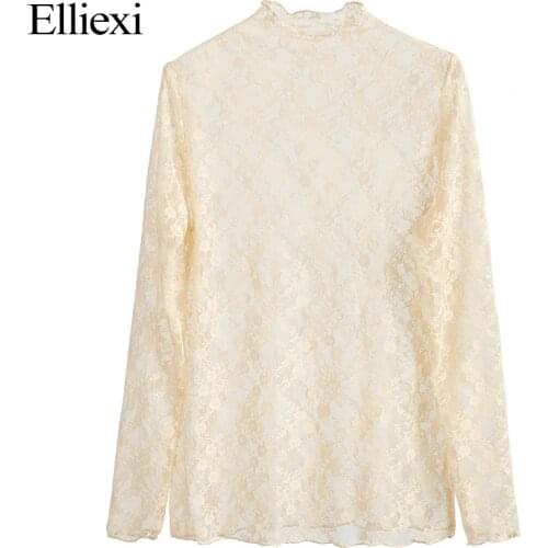 Elliexi Women Chiffon Blouse Shirts With Drawstring Flunce Outerwear Bandage Shirts Transparent Casual Cardigan Women Crop Tops