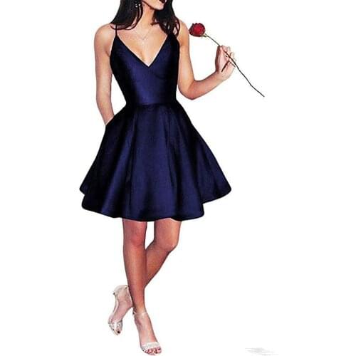 Cheap2019Sexy Burgundy V Neck Homecoming Dresses Spaghetti Straps Stain Short Mini Cocktail Dresses Prom Party Gowns Custom Ma