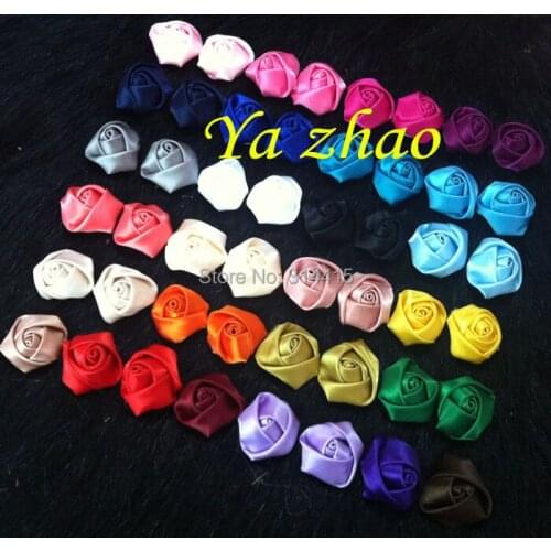 0.8" Mini satin rolled rosette, satin rose flower,DIY Hair flower 600pcs/lot 26 color free shipping