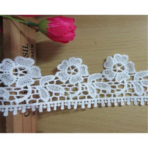 1 Yard White Cotton Flower Embroidered Lace Trim Ribbon Fabric Applique Handmade Craft Clothes Sewing Accessories Supplies