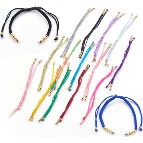 10pcs Nylon Cord Braided Bracelet Making with Brass Beads for Jewelry Making DIY Findings 10-1/4"~11-7/8"(26~30cm)