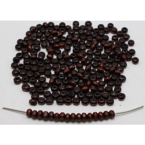 1000 Brown 4mm Round Wood Seed Beads~Wooden Spacer Beads