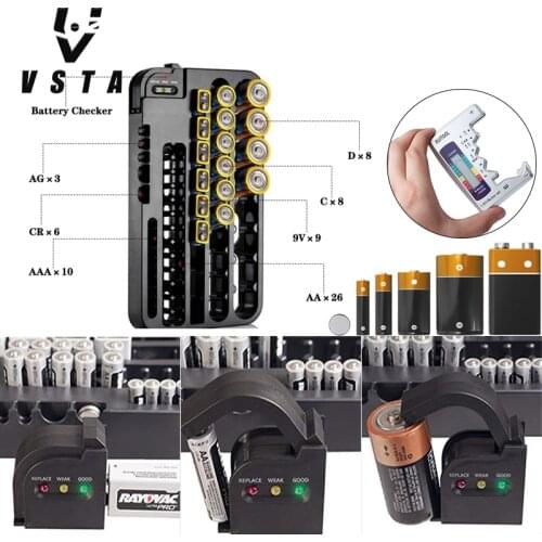 2021 New Battery Storage Organizer Holder with Tester Battery Caddy Rack Case Box Holders Including Battery Checker For AAA AA C