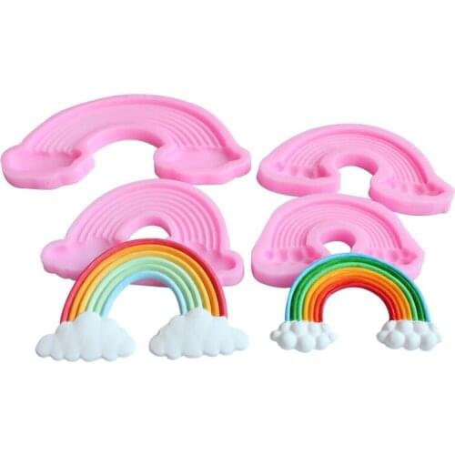 3D Rainbow Silicone Molds Fondant Cakes Mould DIY Cupcake Topper Cake Chocolate Clay Candy Moulds Decorating Tools