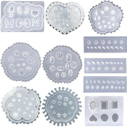 3D Silicone Mold Nail Stencils Nails Carving Stamping Plate Nail Art Template UV Gel Polish Manicure Mould DIY Tools