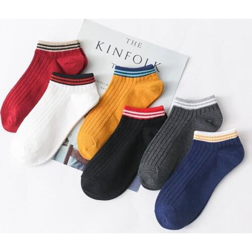 6 Pairs/Lot Women Socks for Girls Students Female Comfortable Stripe Summer Sports Cotton Sock Slippers Short Lady Ankle Socks
