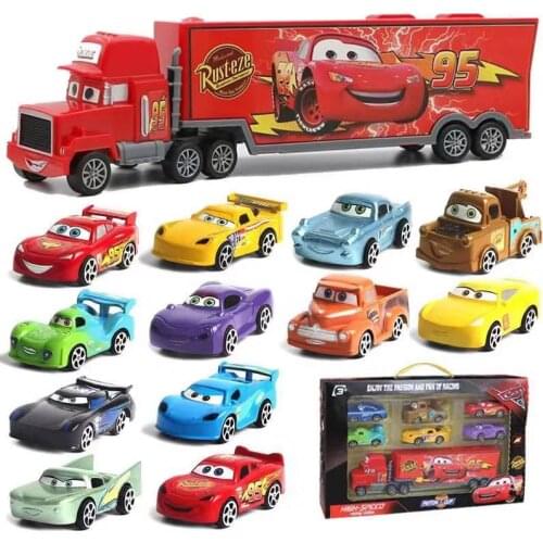 Disney 7Pcs Pixar Cars 3 Lightning McQueen Jackson Storm Cruz Mack Uncle Truck 1:55 Diecast Car Model for Kids Christmas Gift