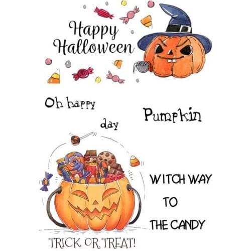 AZSG Happy Halloween Sweet Clear Stamps For DIY Scrapbooking Decorative Card making Craft Fun Decoration Supplies 10x15cm