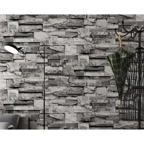Beibehang 3D stereoscopic simulation brickwork stone culture stone PVC waterproof wallpaper shop bar fashion 3d wallpaper roll