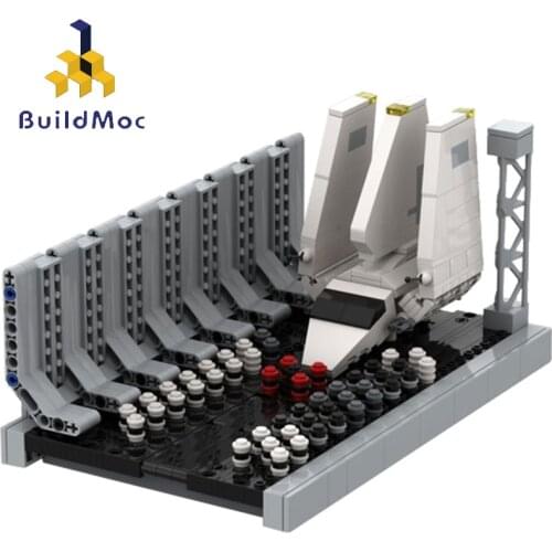 BuildMoc 05034 Movie Space Wars Imperial Shuttle Spaceship Parking Apron Set Mini Docking Bay Building Blocks Toys for kid Gifts