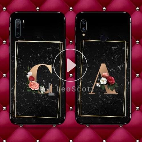 Letter flower Name black ROSE Phone Case for Xiaomi Redmi note 8 9 T S Pro MAX Huawei P 20 30 40 Pro Lite Soft silicone cover