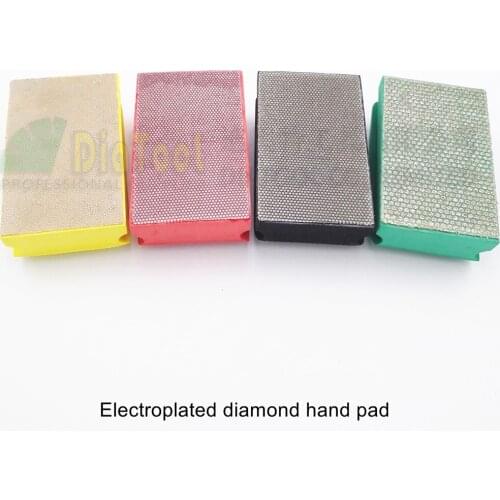 SHDIATOOL 4pcs Dotted Electroplated Diamond Hand Polishing Pad 90X55MM #50+#100+#200+#400 Hard Foam-backed Hand Pad