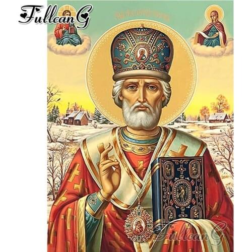 FULLCANG diy 5d snow diamond mosaic religious cultist saint diamond painting full square diamond embroidery elder icon FC2143