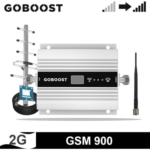 GOBOOST GSM Repeater 900 MHz 2G Signal Booster For Cell Phone Amplifier Yagi+Whip Antenna With 10M Coaxial Cable Full Set