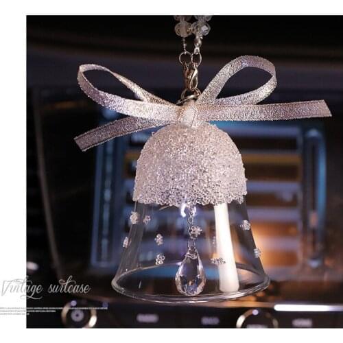 Crystal Bell Pendant Car Decoration Luxury Chritmas Star Pendants Bell Wind Chime With Bowknot Door Ornament New Year Gift