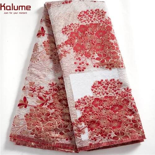 Kalume Brocade African Jacquard Lace Fabric 5 Yard 2021 Nigerian Gilding Lace Fabric High Quality Tulle Lace For Diy Dress F2534