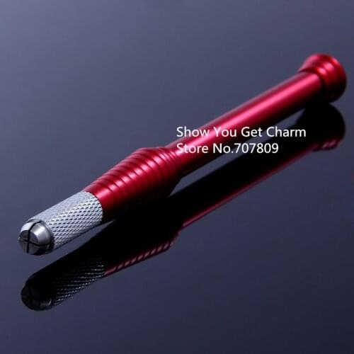 1pcs Red Handle Alloy Manual Tattoo Microblade Pen Eye Eyebrow Lip Permanent Makeup Microblading Tattoo Machine pen for eyebrow