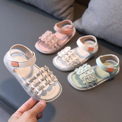 Fashion Rhinestone Baby girl beach dress shoes toddler sandals 2021 for children kids summer Princess Flat Shoe 1 2 3 4 5 6 year